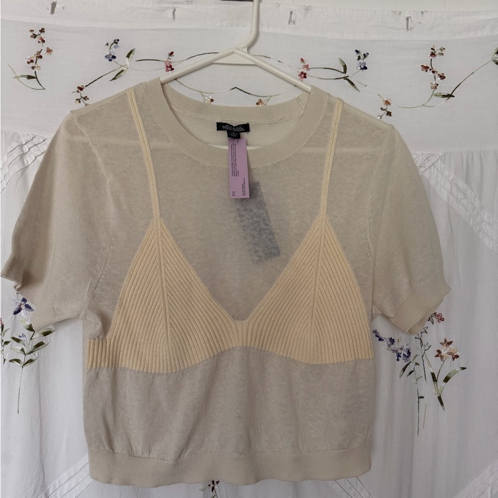Wild Fable NWT Sheer Cream Crop Top
